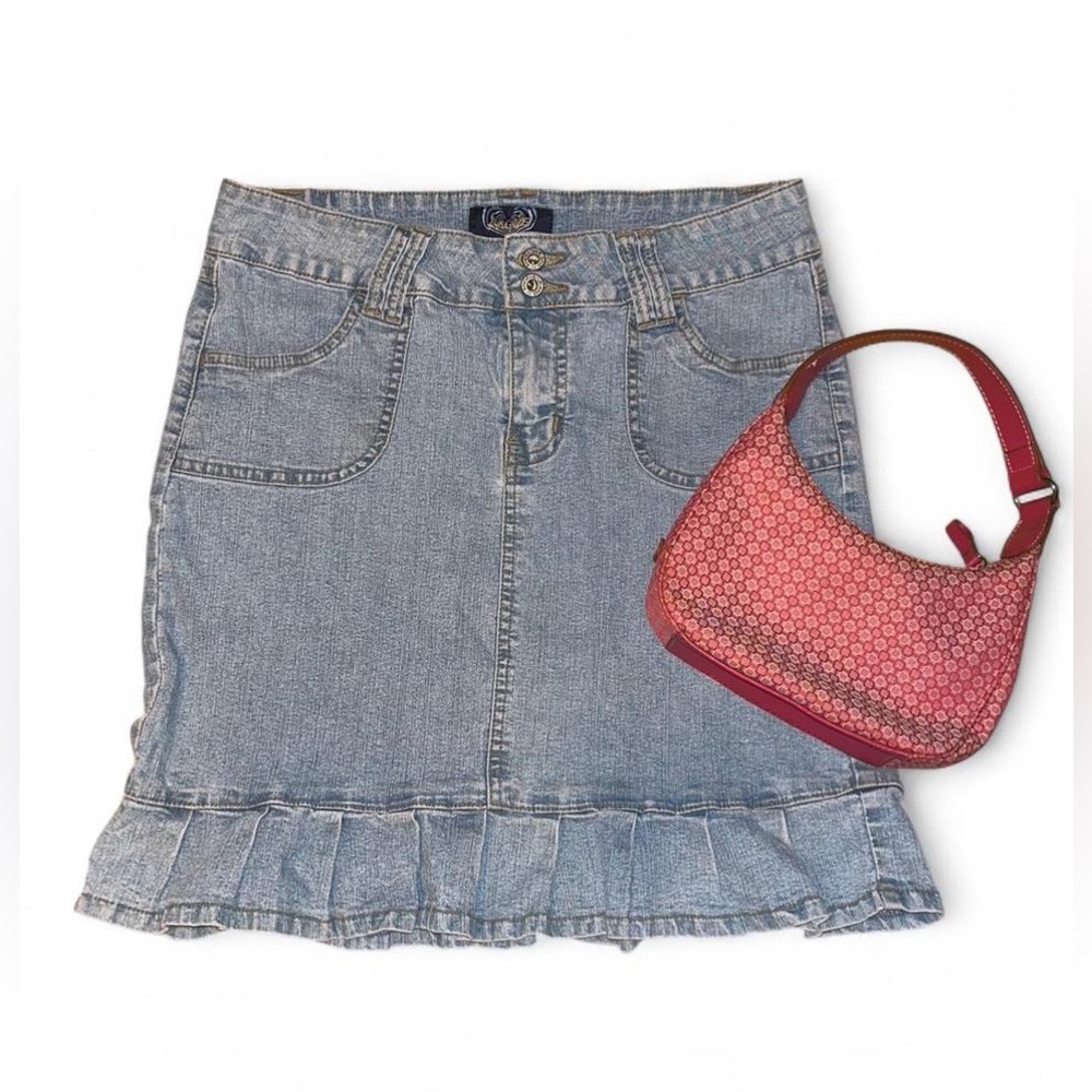 Y2K Angels low rise jean skirt